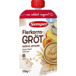 Semper Grød Fuldkorn Æble/Fersken/Abrikos 8M 120 G